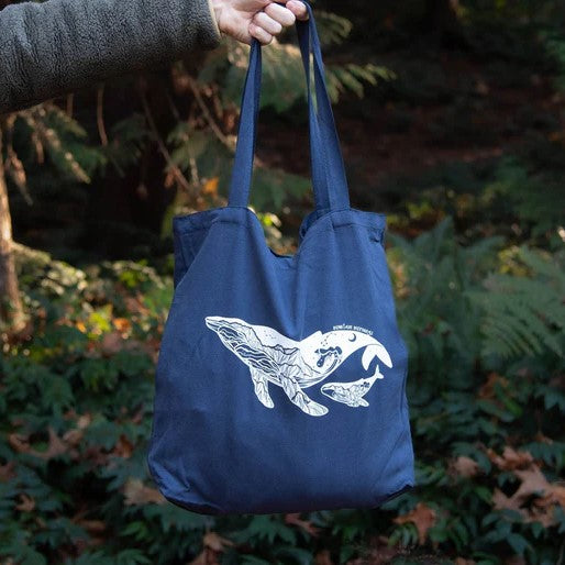 Reusable Tote Bag - Whale by Mountain Mornings (Navy Blue)