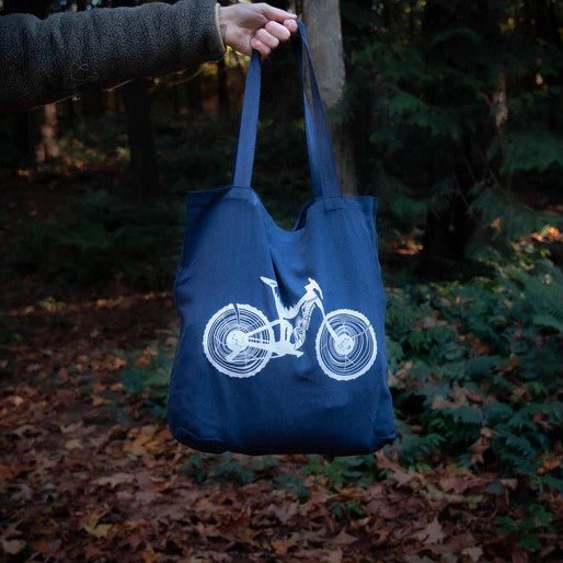 Reusable Tote Bag - Mountain Bike by Mountain Mornings (Navy Blue)