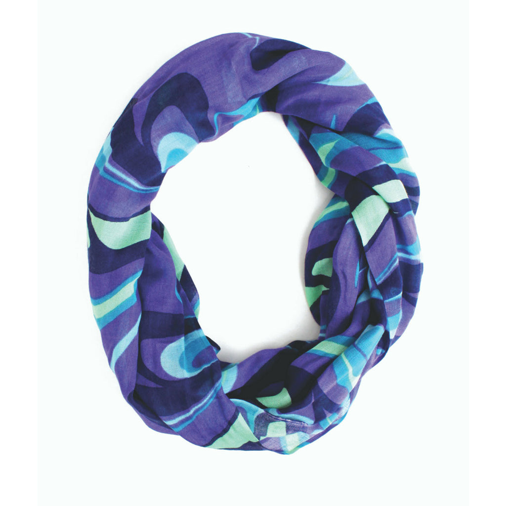 Infinity Scarf - Self Reflection by Andrew Enpaauk Dexel-Scarf-Native Northwest-[female scarves]-[fashion women scarves canada]-[native indigenous design bc canada]-All The Good Things From BC