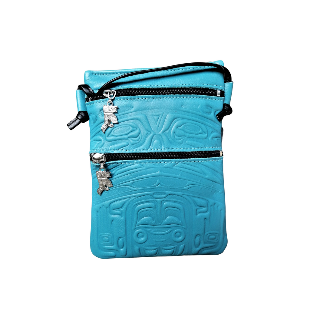Crossbody Bag - Bear Box by Clifton Fred (Leather, Turquoise)-Panabo-[belly bag]-[best hip bag]-[designed in bc canada]-All The Good Things From BC