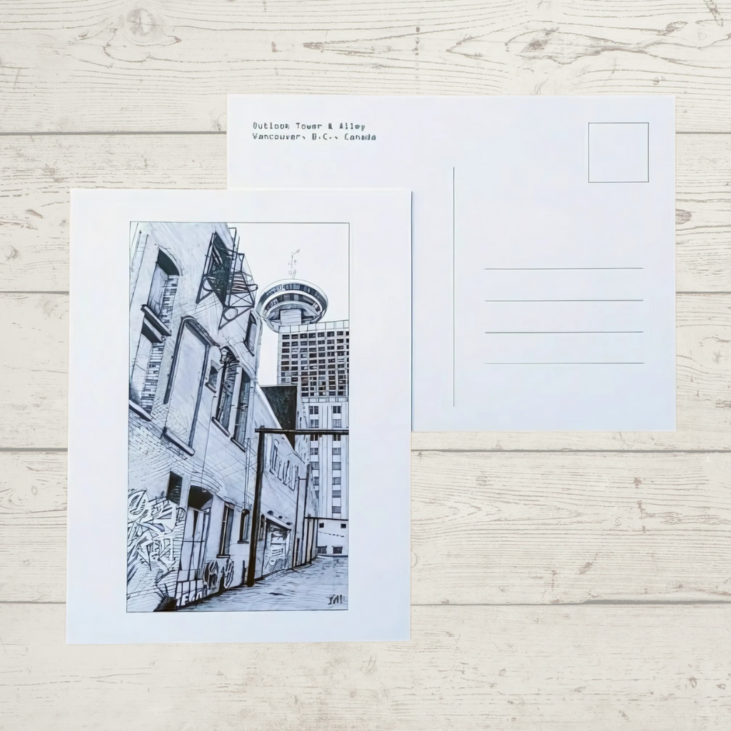 Postcard - The Outlook Tower & Alleyway "Vancouver B.C." by Elaine Morrow