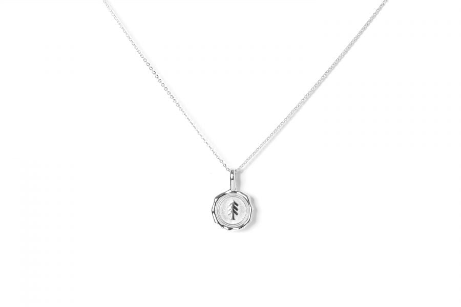 Silver Necklace with Round Pendant - Let Go by Treeline Collective (Silver)