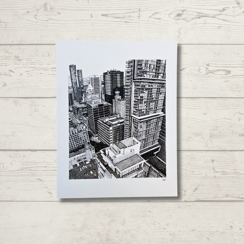 Wall Art Print - Downtown Drama "Vancouver, B.C." by Elaine Morrow (8x11, Paper)