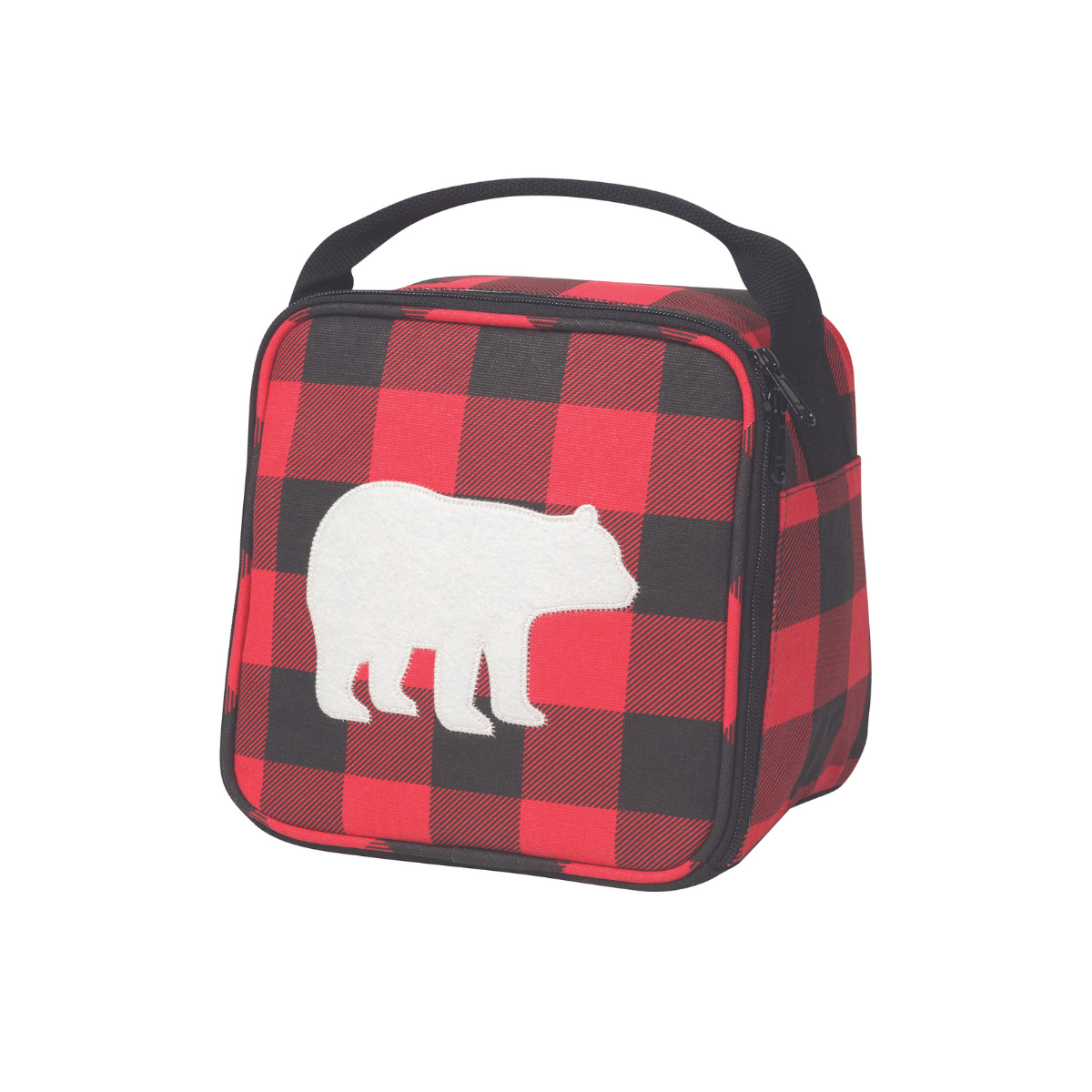 Insulated Lunch Bag Buffalo Plaid with Bear All The Good