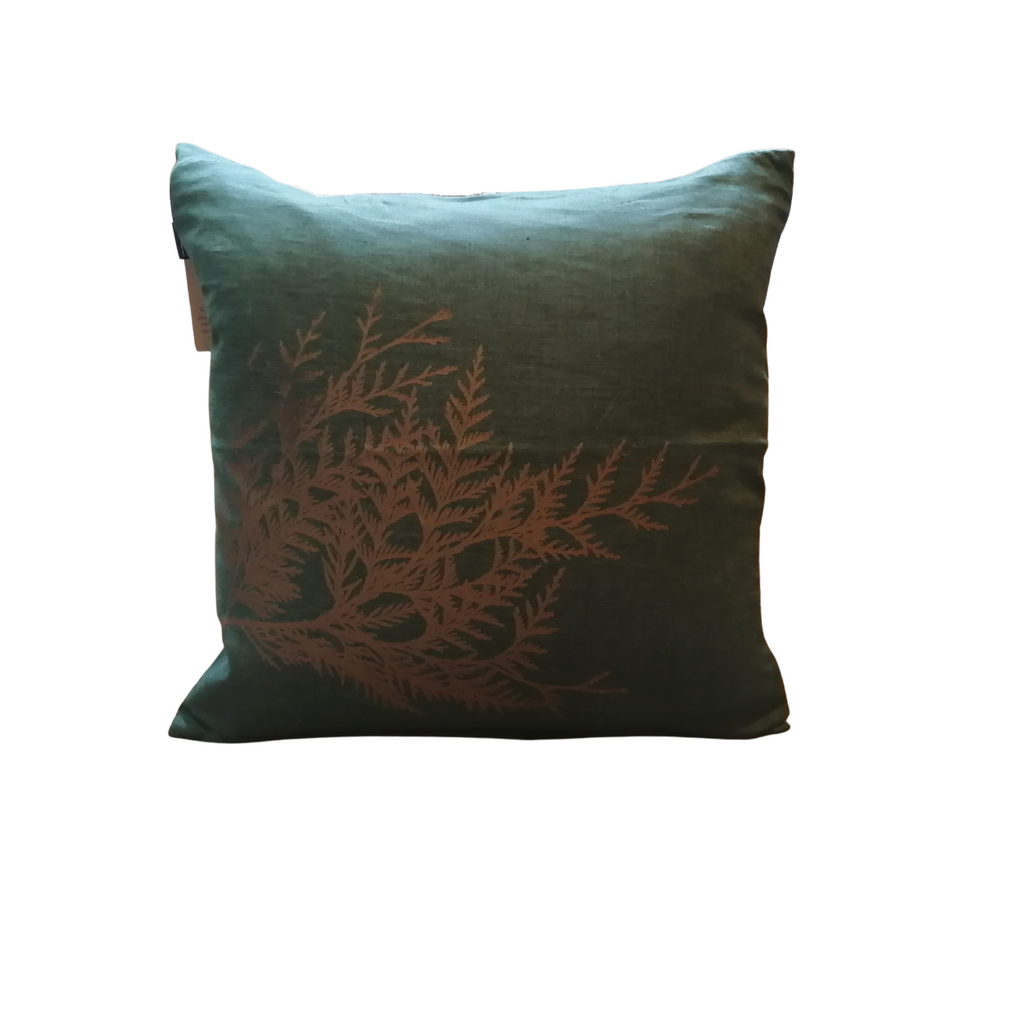 Hemp Pillow Cover 18x18 - Cedar by Totem Design House (Hunter Green)-Pillow Case-Totem Design House-[designed in bc]-[authentic indigenous]-[canada native art]-All The Good Things From BC