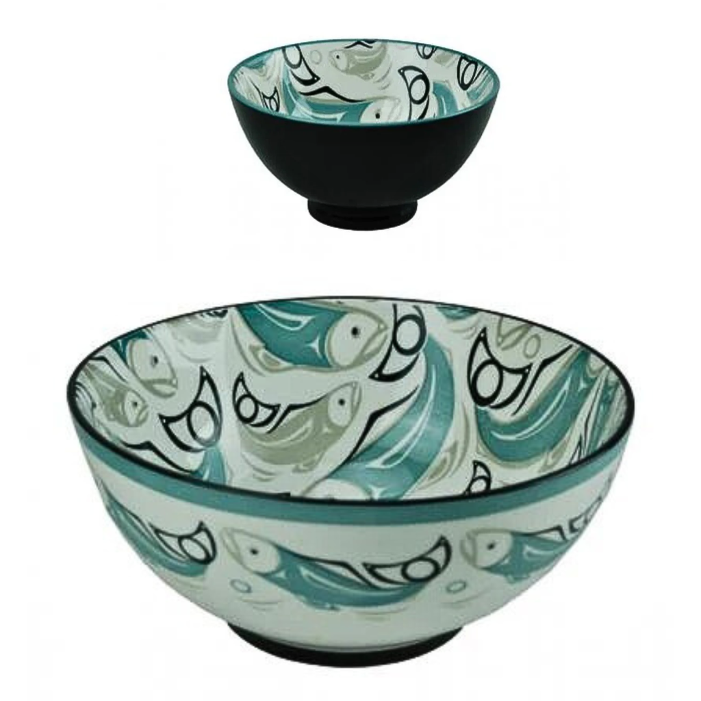 Panabo Porcelain Art Serving Bowl Set - Salmon by Connie Dickens (2pcs)