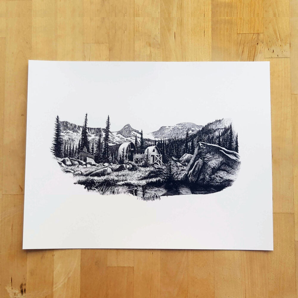 BC Wall Art Print - Wendy Thomson Hut North of Pemberton by Elaine Morrow (Small Paper Art Print)