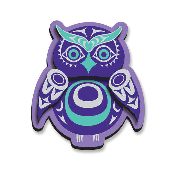 3D Fridge Magnet - Owl by Simone Diamond-Magnet-Native Northwest-[fridge magnets-[decorative fridge magnets]-[souvenir fridge magnets]-All The Good Things From BC