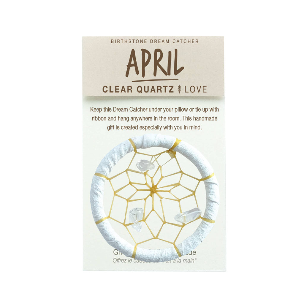 Birthstone Dream Catcher - April / Clear Quartz (1.5")