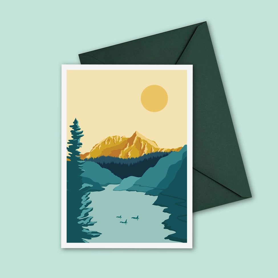 Art Greeting Card - Garibaldi Mountain in Squamish, B.C. by Ivivid Design-Greeting Card-Ivi Design-[art greeting card]-[illustrated greeting card]-[BC artist greeting card]-All The Good Things From BC