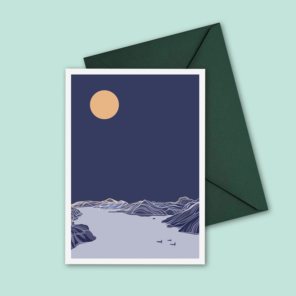 Art Greeting Card - Howe Sound near Squamish, B.C by Ivivid Design (Purple)-Greeting Card-Ivi Design-[art greeting card]-[illustrated greeting card]-[BC artist greeting card]-All The Good Things From BC