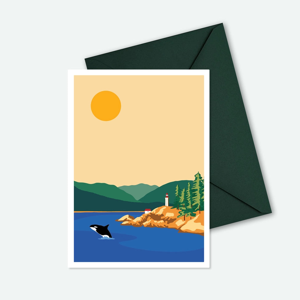 Art Greeting Card - Lighthouse Park in Vancouver, B.C. by Ivivid Design-Greeting Card-Ivi Design-[art greeting card]-[illustrated greeting card]-[BC artist greeting card]-All The Good Things From BC