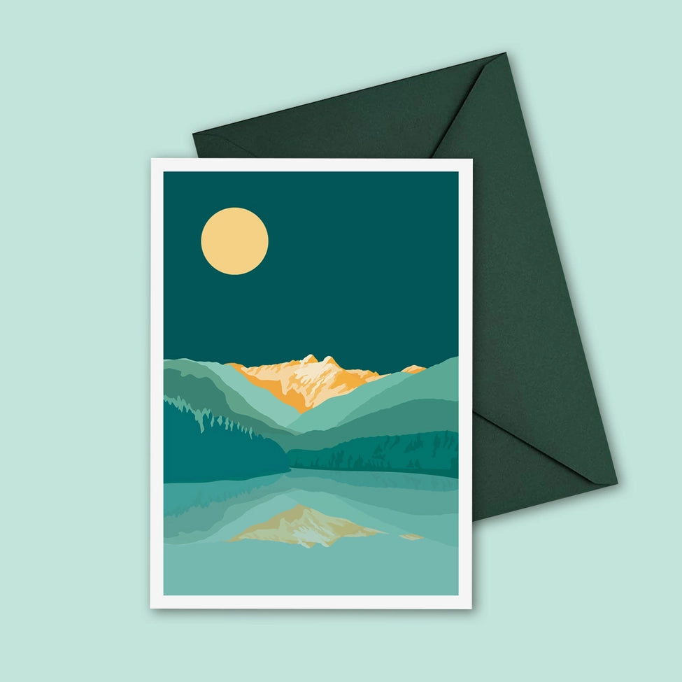 Art Greeting Card - The Lions at Night in Vancouver, B.C. by Ivivid Design-Greeting Card-Ivi Design-[art greeting card]-[illustrated greeting card]-[BC artist greeting card]-All The Good Things From BC