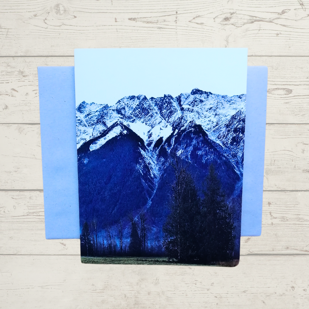 BC Art Greeting Card - Mountain Standing Tall (Mount Currie) in Pemberton by Adela Beranek-Greeting Card-All The Good Things From BC-[bc art greeting card]-[bc landscape greeting cards]-[locally designed art card]-All The Good Things From BC