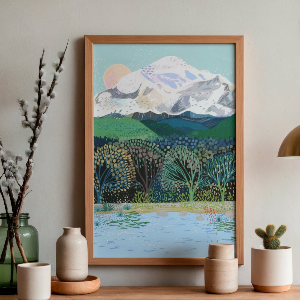 BC Wall Art Print - Mount Baker by Anja Jane (Large Paper Art Print)-Paper Art Print-Anja Jane-[BC Wall Art Prints]-[BC artist prints]-[illustrated art print]-All The Good Things From BC