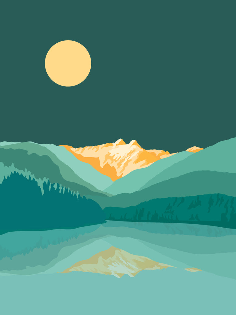 BC Wall Art Print - The Lions at Night in Vancouver by Ivivid Design (Large Paper Art Print)-Paper Art Print-Ivi Design-[bc wall art prints]-[bc landscape wall art prints]-[bc artists prints]-All The Good Things From BC