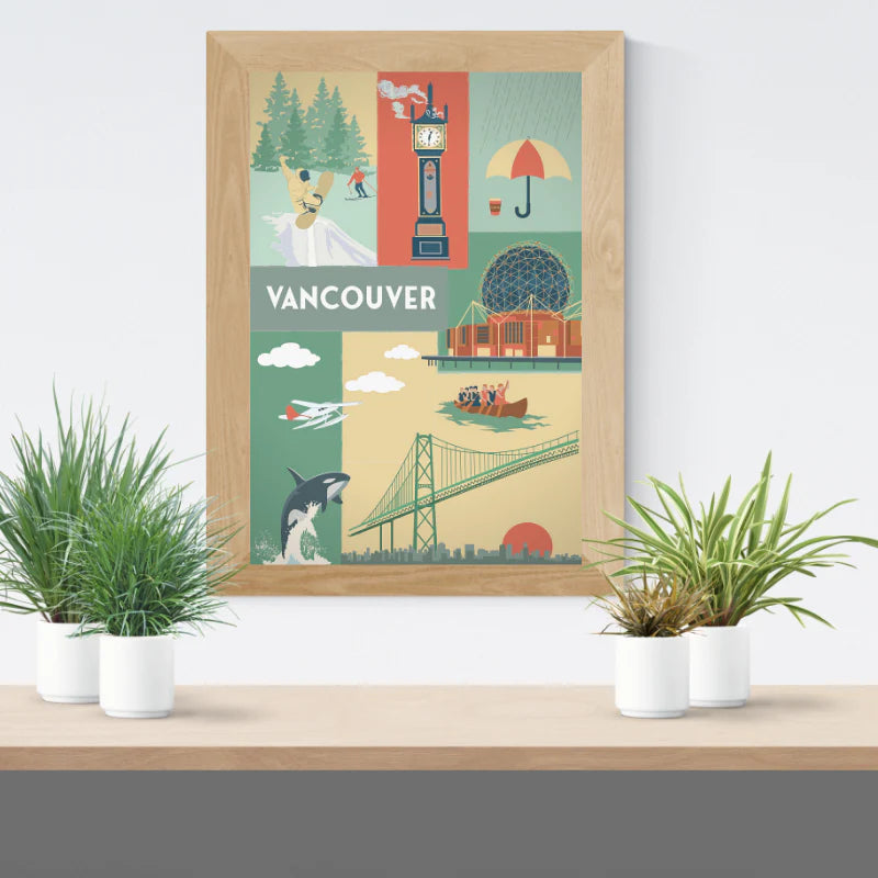 BC Wall Art Print - Vancouver Mosaic by TripPoster (11 × 14, Paper)