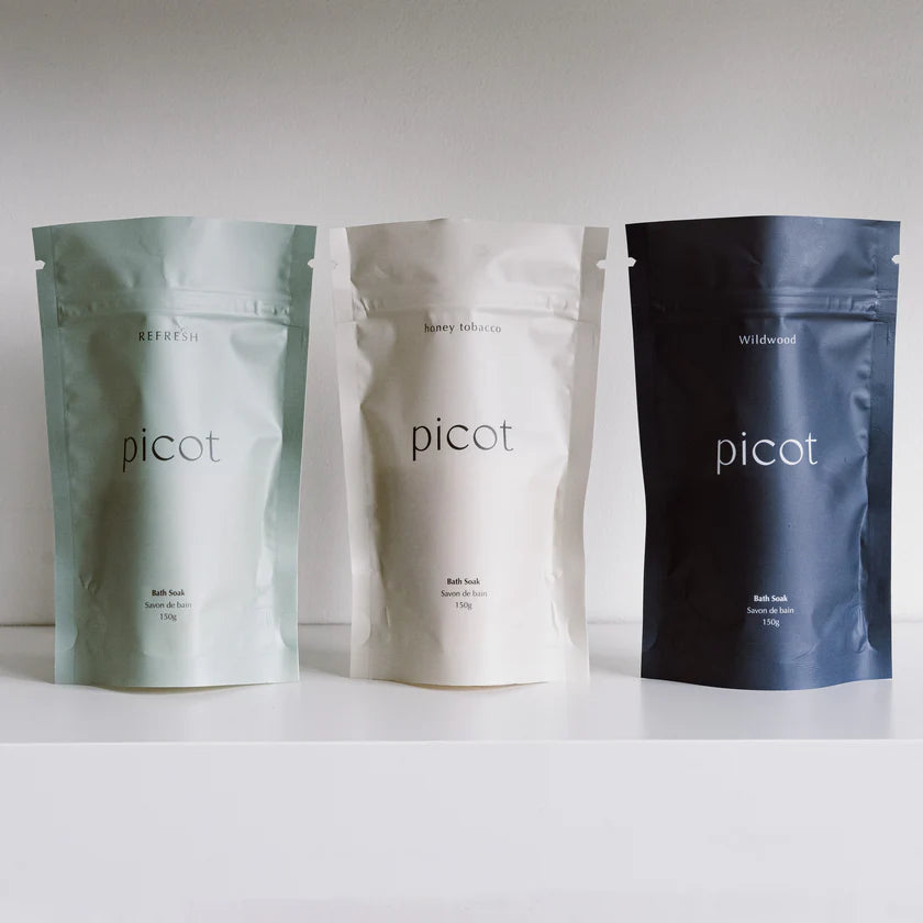 Bath Soak Gift Set – Wildwood, Refresh & Honey Tobacco by Picot (Set of 3)