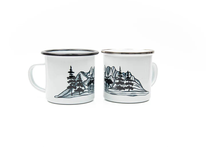 Camping Mug - Bear & Mountains by Mountain Mornings-Enamel Mug-Mountain Mornings-[adventure gift]-[made in canada]-[best local gift vancouver]-All The Good Things From BC