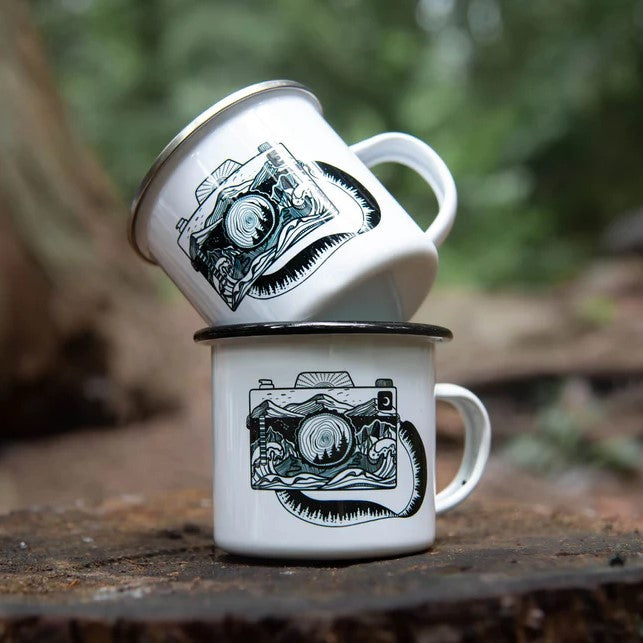 Camping Mug - Camera by Mountain Mornings-Enamel Mug-Mountain Mornings-[best local gift british columbia]-[camping cup]-[unique local gift vancouver]-All The Good Things From BC