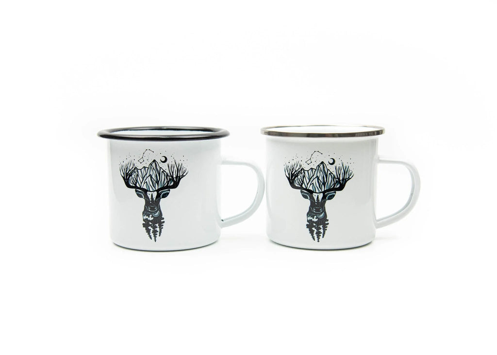 Camping Mug - Deer by Mountain Mornings-Enamel Mug-Mountain Mornings-[adventure gift]-[made in canada]-[best local gift vancouver]-All The Good Things From BC