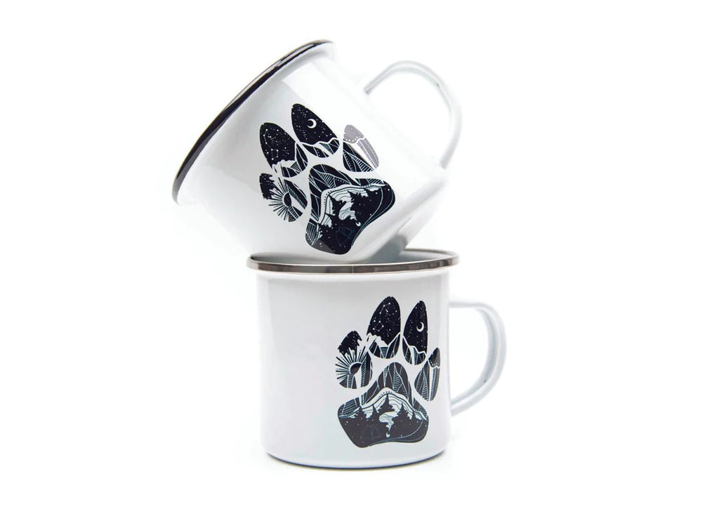 Camping Mug - Dog Paw by Mountain Mornings-Enamel Mug-Mountain Mornings-[adventure gift]-[made in canada]-[best local gift vancouver]-All The Good Things From BC