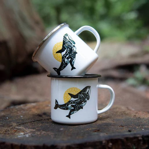 Camping Mug - Orcas by Mountain Mornings-Enamel Mug-Mountain Mornings-[best local gift british columbia]-[camping cup]-[unique local gift vancouver]-All The Good Things From BC