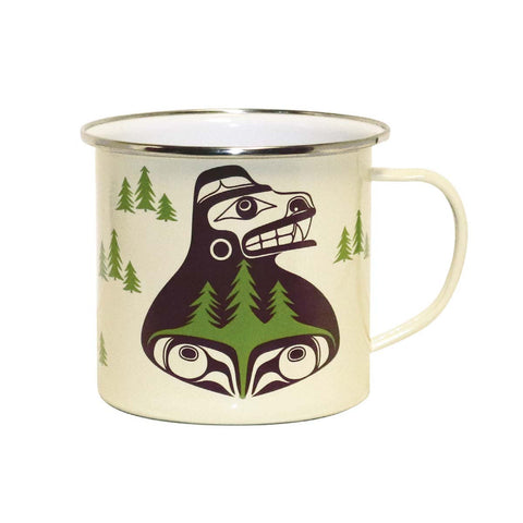 Camping Mug - Bear The Tree Hugger by Allan Weir-Enamel Mug-All The Good Things From BC
