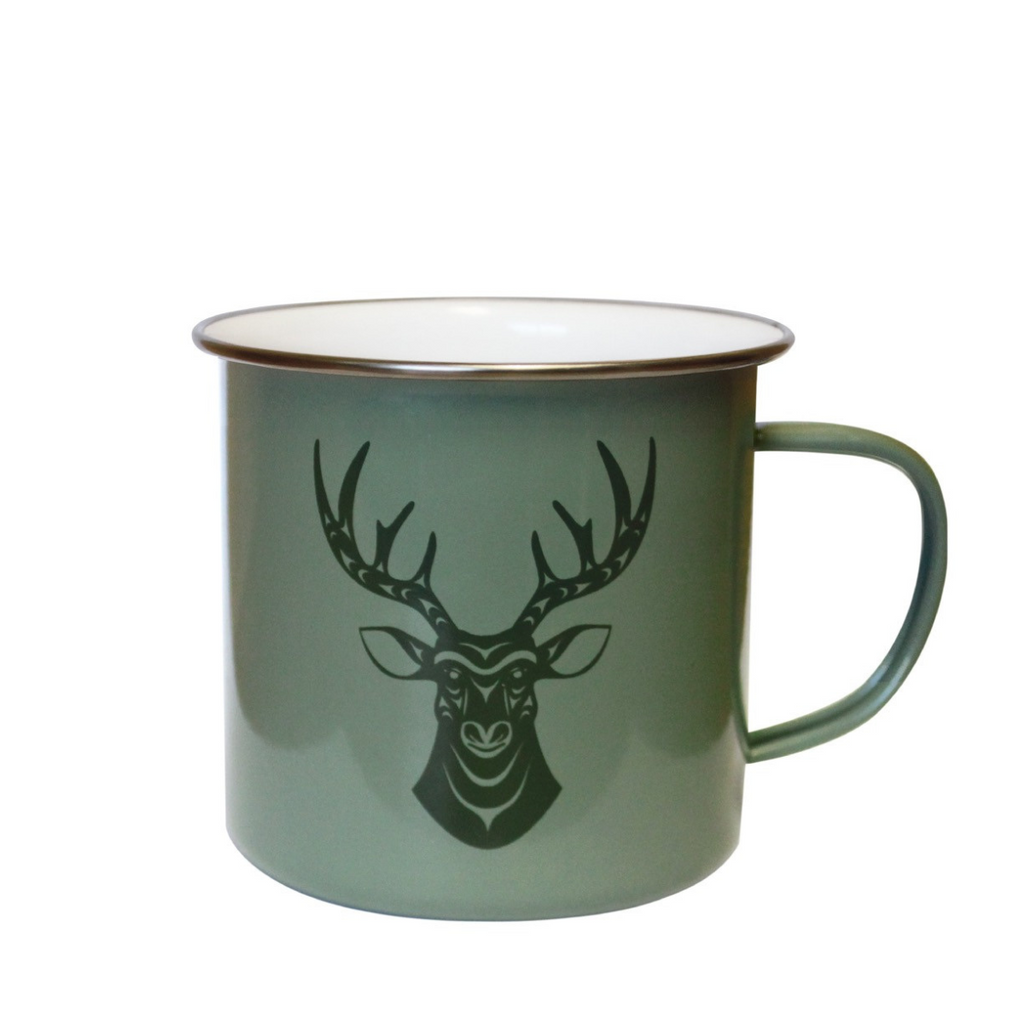 Camping Mug - Deer by Simone Diamond-Enamel Mug-Native Northwest-[camping cup]-[best local gift british columbia canada]-[authentic native designs]-All The Good Things From BC