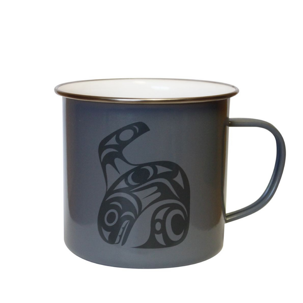 Camping Mug - Orca by Maynard Johnny Jr.-Enamel Mug-Native Northwest-[camping cup]-[best local gift british columbia canada]-[authentic native designs]-All The Good Things From BC