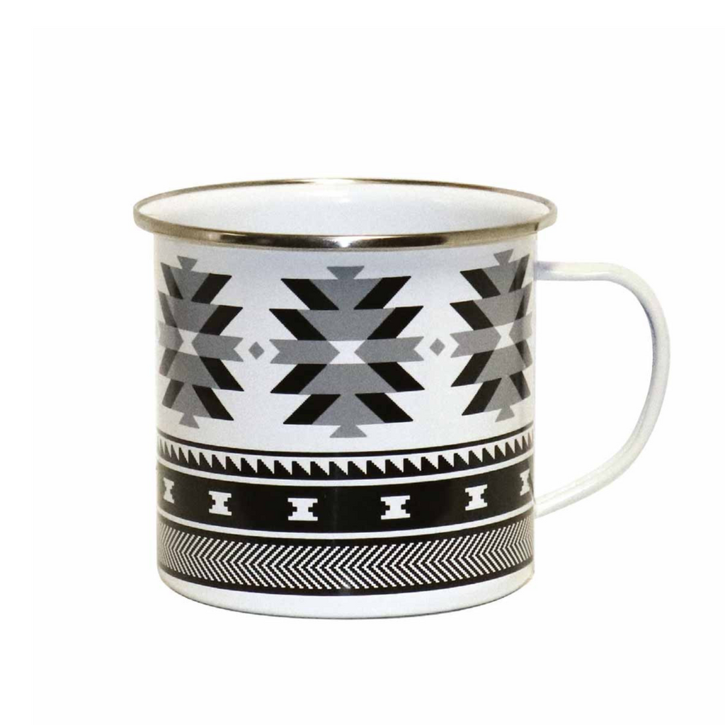 Camping Mug - Visions Of Our Ancestors by Leila Stogan-Enamel Mug-Native Northwest-[camping cup]-[best local gift british columbia canada]-[authentic native designs]-All The Good Things From BC