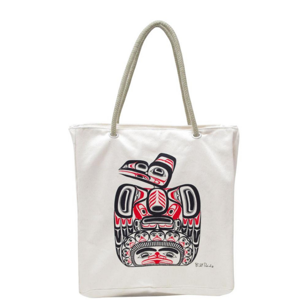 Canvas Tote Bag - Children of the Raven by Bill Reid - Shopping - Oscardo - Indigenous - Canadian Museum of History - Black - Red - Bird