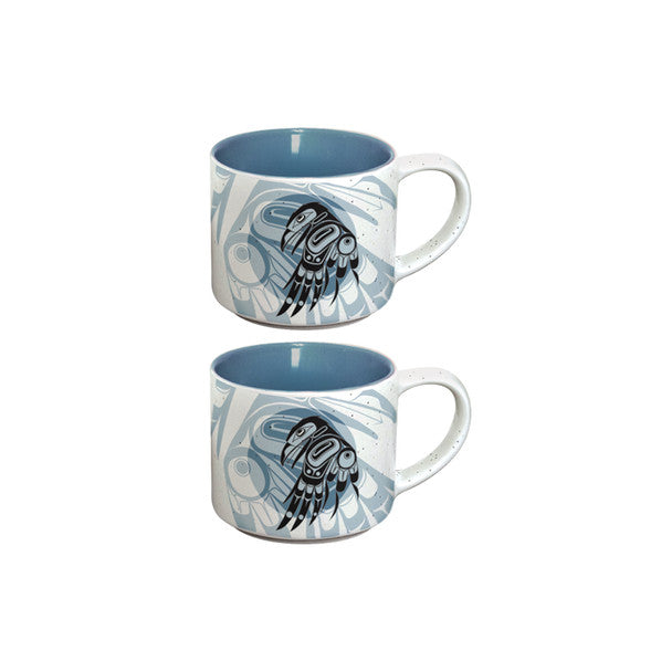 Ceramic Espresso Cup Set of 2 - Raven Moon by Allan Weir-Espresso Cup-Native Northwest-[ceramic espresso cup set of 2]-[stackable espresso cups]-[BC gifts for coffee lovers]-All The Good Things From BC