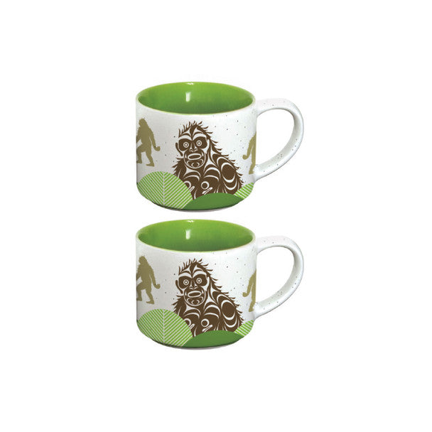 Ceramic Espresso Cup Set of 2 - Sasquatch by Francis Horne Sr.-Espresso Cup-Native Northwest-[ceramic espresso cup set of 2]-[stackable espresso cups]-[BC gifts for coffee lovers]-All The Good Things From BC