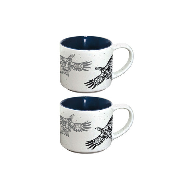 Ceramic Espresso Cup Set of 2 - Soaring Eagle by Corey Bulpitt (Ta’kiid Aayaa)-Espresso Cup-Native Northwest-[ceramic espresso cup set of 2]-[stackable espresso cups]-[BC gifts for coffee lovers]-All The Good Things From BC