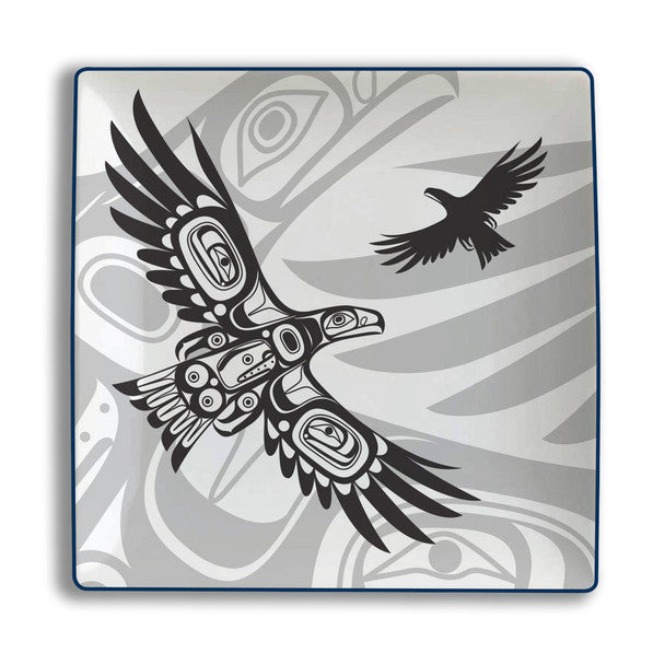 Ceramic Square Dinner Plate - Soaring Eagle by Corey Bulpitt (Ta’kiid Aayaa)
