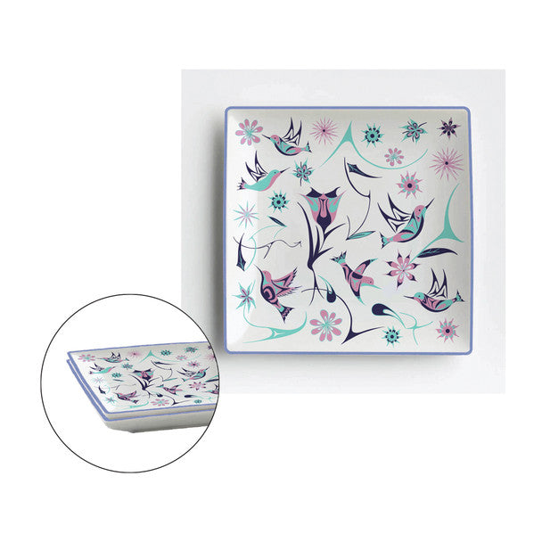 Ceramic Square Side Plate (Set of 2) - Hummingbirds by Nicole La Rock