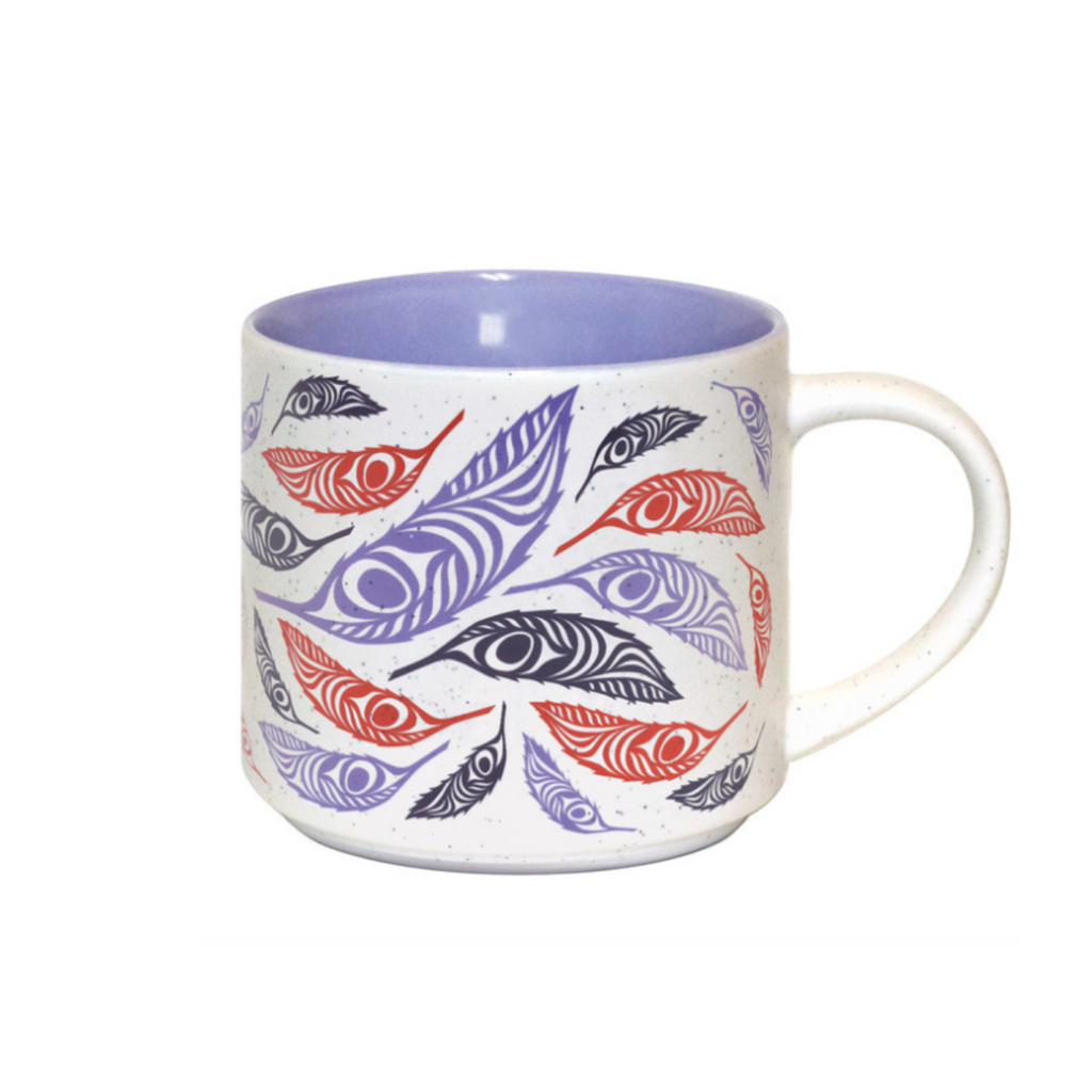 Coffee Mug - Feathers by Simone Diamond-White Mug-Native Northwest-[best gift from bc cnada]-[best coffee mugs]-[perfect employee gift]-All The Good Things From BC