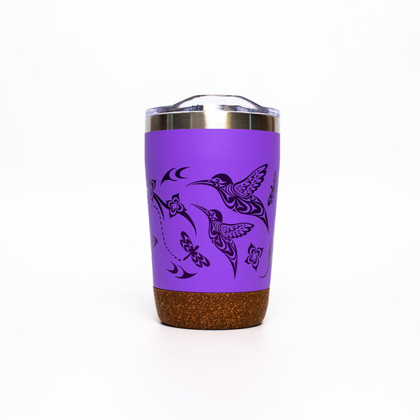 Coffee Travel Mug 12 oz - Hummingbird by Simone Diamond-Travel Mug-Native Northwest-[travelling mug]-[authentic native design canada]-[insulated coffee tumblers]-All The Good Things From BC