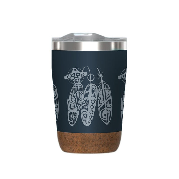 Coffee Travel Mug 12 oz - Salmon Life Cycle by Paul Windsor-Travel Mug-Native Northwest-[travelling mug]-[authentic native design canada]-[insulated coffee tumblers]-All The Good Things From BC