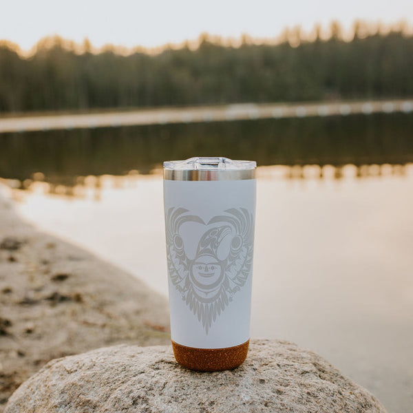 Coffee Travel Mug 20 oz - Healing From Within by Francis Horne Sr.-Travel Mug-Native Northwest-[travelling mug]-[authentic native design canada]-[insulated coffee tumblers]-All The Good Things From BC
