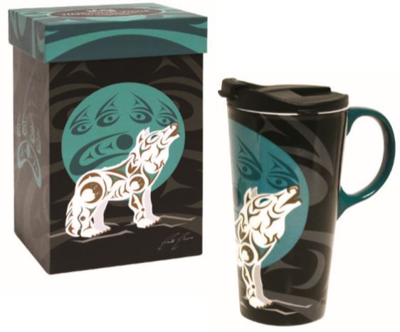 Coffee Mug - Howling Wolf by Darrell Tusq'anum Thorne-Perfect Mug-Native Northwest-[best gift from bc cnada]-[best coffee mugs]-[perfect employee gift]-All The Good Things From BC