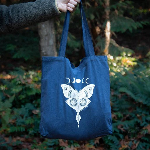 Reusable Tote Bag - Luna Moth by Mountain Mornings (Navy Blue)