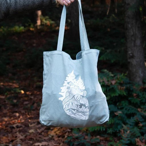 Reusable Tote Bag - Forest Heart by Mountain Mornings - Mint Green - Reusable Tote Bag - Eco-Friendly - Nature - British Columbia - Canada - Shopping