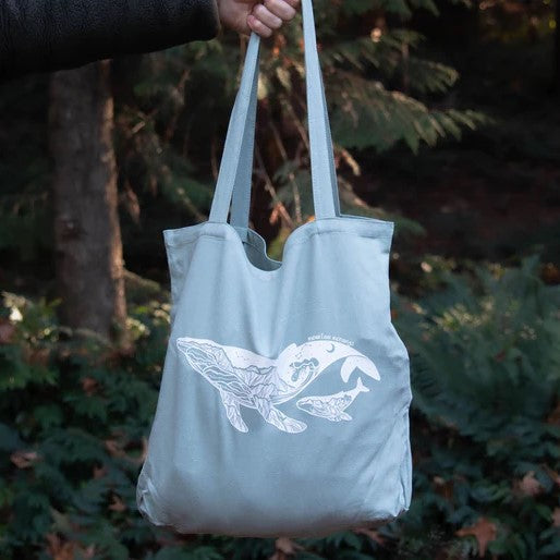 Reusable Tote Bag - Whale by Mountain Mornings (Mint Green)