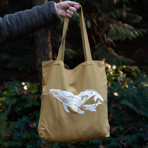 Reusable Tote Bag - Whale by Mountain Mornings (Mustard)