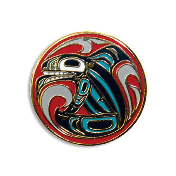 Enamel Pin - Killer Whale by Trevor Angus - indigenous - Tka'ast - Gitxsan - Native Northwest - gold - Northwest Coast - traveller - gift - All The Good Things From BC