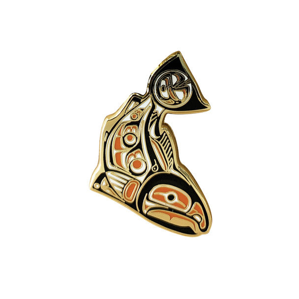 Enamel Pin - Sockeye Salmon by Paul Windsor - indigenous - Haisla - Heiltsuk - Native Northwest - gold - fish - Northwest Coast - traveller - gift - All The Good Things From BC