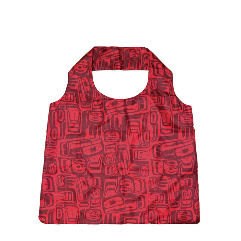 Reusable Folding Tote - Eagle Crest by Ben Houstie (Red)-Bag-Native Northwest-[best canva tote]-[fun quality shopping bag]-[designed in bc canada]-All The Good Things From BC