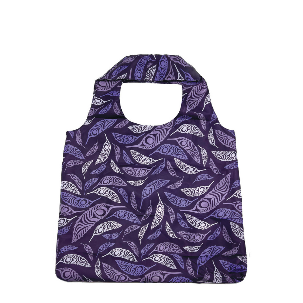 Reusable Folding Tote - Feather by Simone Diamond-Bag-Native Northwest-[best canva tote]-[fun quality shopping bag]-[designed in bc canada]-All The Good Things From BC